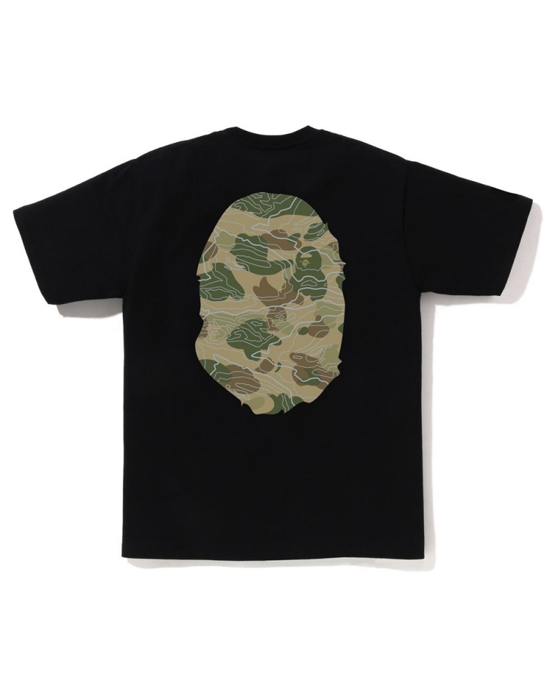 T Shirts Bape Layered Line Big Ape Noir Homme | SNS-08658550